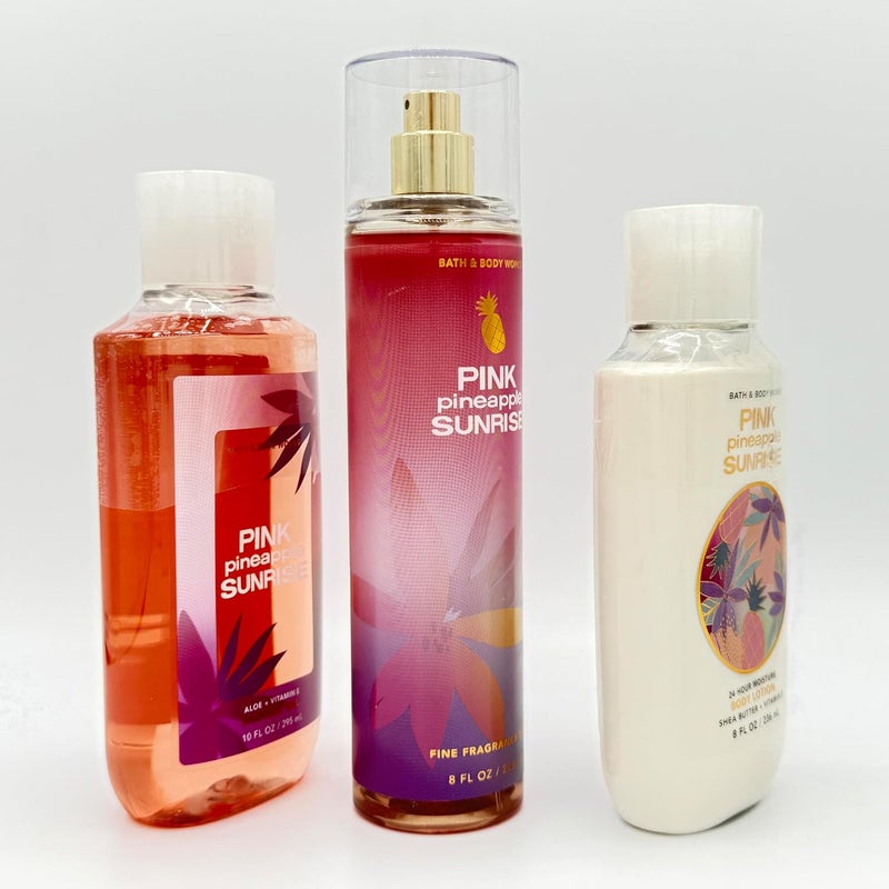 Pink Pineapple Sunrise 3Piece Bath Bundle Shower Gel Fine Fragrance Mist and Body Lotion - Image 4