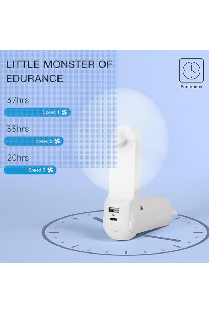 مروحة صغيرة محمولة، مروحة محمولة 3 في 1 قابلة لإعادة الشحن عبر USB [12-19 ساعة عمل] مع بنك طاقة، مصباح يدوي، تصميم جيب للسفر/الصيف/الحفلات الموسيقية/الرموش، هدايا للنساء (أخضر)ادة الشحن عبر USB [12-19 ساعة عمل] مع بنك طاقة، مصباح يدوي، تصميم جيب للسفر/الصيف/الحفلات الموسيقية/الرموش، هدايا للنساء () - Image 4