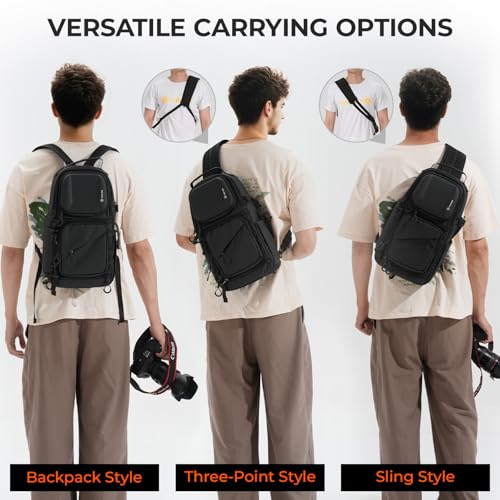 TARION Camera Backpack Sling Bag - 9L Compact Camera Bag 2-in-1 Waterproof Crossbody Sling Bag with Side Access & Dual Strap & Raincover for Photographers (TR-S) - Image 3