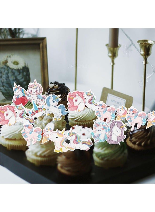 Peachjoy 80 Pack Edible Unicorn Cupcake Toppers - Rainbow Cake Decorations for Unicorn Theme Baby Shower and Girls Birthday Party - Image 4