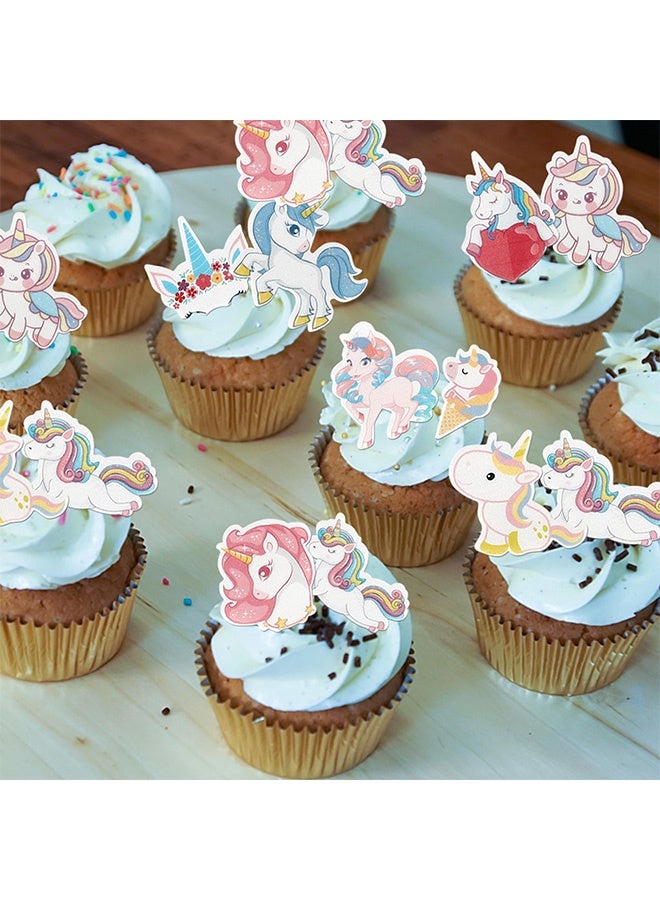 Peachjoy 80 Pack Edible Unicorn Cupcake Toppers - Rainbow Cake Decorations for Unicorn Theme Baby Shower and Girls Birthday Party - Image 3