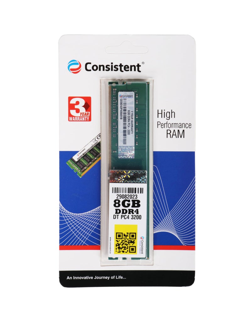 Consistent 8GB DDR4 RAM3200Mhz Desktop, Plug-and-Play, No Additional Drivers Required with 3 Year Warranty - Image 1