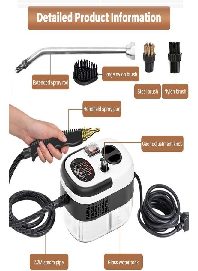 منظف ​​بخاري محمول عالي الضغط للمنزل والسيارة - جهاز تنظيف محمول بقوة 2500 واط مع نفث بخار قوي، جهاز بخاري للتطهير العميق للمطبخ والأرضيات والبلاط والمفروشات - Image 5