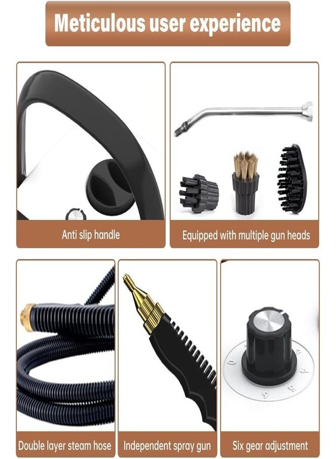 منظف ​​بخاري محمول عالي الضغط للمنزل والسيارة - جهاز تنظيف محمول بقوة 2500 واط مع نفث بخار قوي، جهاز بخاري للتطهير العميق للمطبخ والأرضيات والبلاط والمفروشات - Image 4