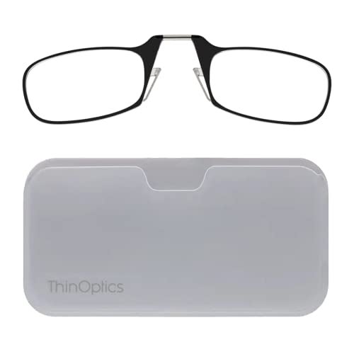 ThinOptics unisex-adult Reading Glasses + White Universal Pod Case | Black Frames, 1.00 Strength Readers Black Frames / White Case, 44 mm - Image 3