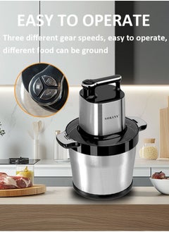 sokany 3-Speeds 8L Electric Meat Grinder,1500W Electric Chopper,Stainless Steel Multifunctional Vegetable Slicer Processor Chopper for Family & Baby Use,SK-7088,Silver/Black  - Image 2