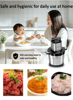 sokany 3-Speeds 8L Electric Meat Grinder,1500W Electric Chopper,Stainless Steel Multifunctional Vegetable Slicer Processor Chopper for Family & Baby Use,SK-7088,Silver/Black  - Image 4