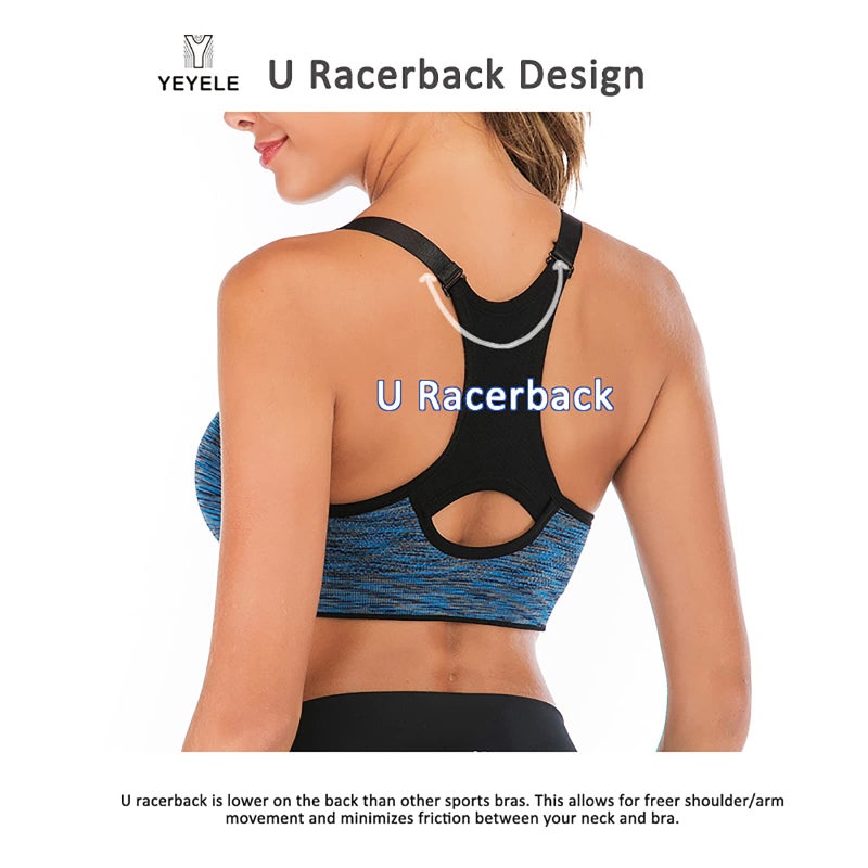 YEYELE Medium Support and Removable Pad Tank Top Racerback Post Surgery Sports Bras for Women - Image 2
