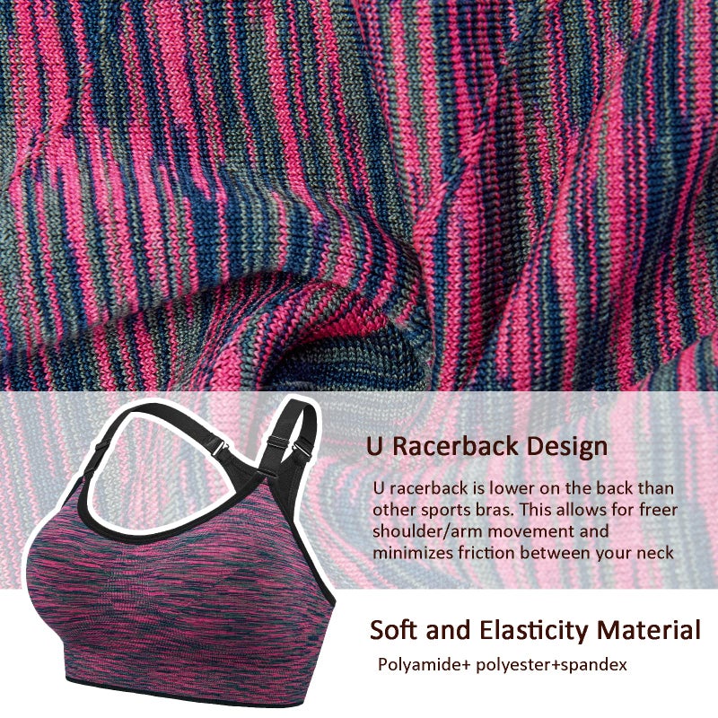 YEYELE Medium Support and Removable Pad Tank Top Racerback Post Surgery Sports Bras for Women - Image 4