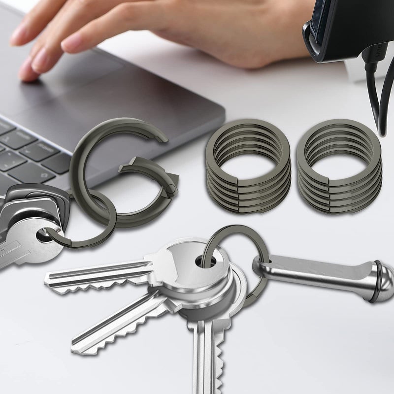 Idakekiy Idakekiy Flat Key Rings 10 Pieces 1.18 Inch Split Keyrings Bulk Heavy Duty Strong O Keyring with Ring Clip for Home Car Office Keys Attachment  - Image 3
