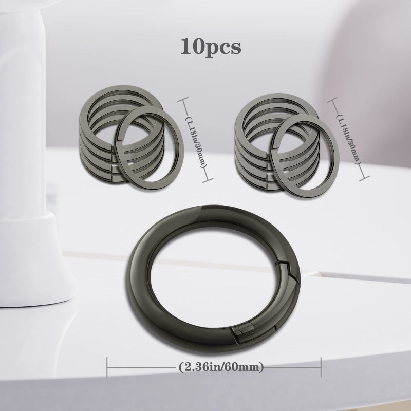 Idakekiy Idakekiy Flat Key Rings 10 Pieces 1.18 Inch Split Keyrings Bulk Heavy Duty Strong O Keyring with Ring Clip for Home Car Office Keys Attachment  - Image 2