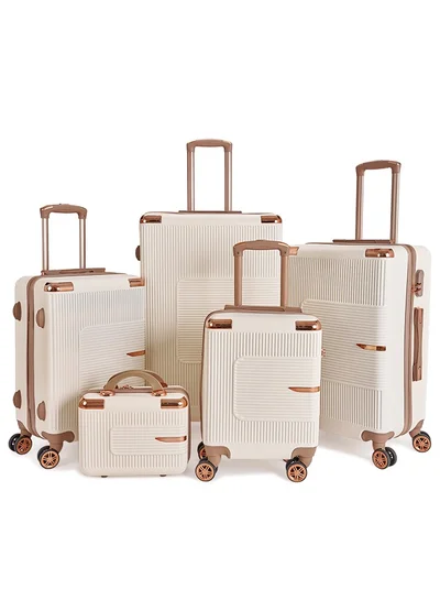 LIMRA Luggage set 5 pieces travel Bags with a distinctive design from limra Beige/gold