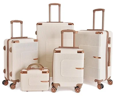 LIMRA Luggage set 5 pieces travel Bags with a distinctive design from limra Beige/gold
