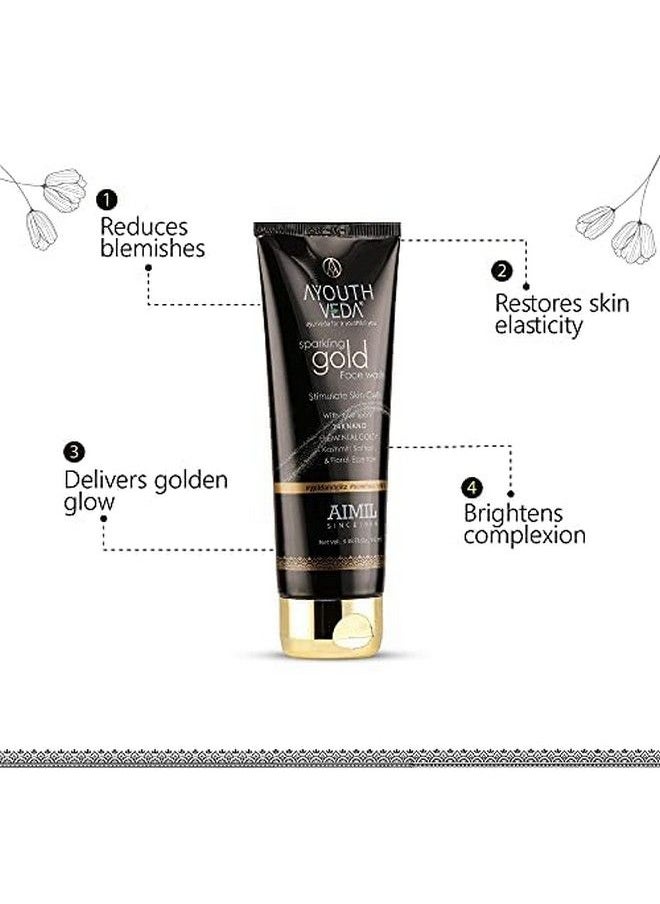 AYOUTHVEDA Gold Facial Kit For Smoothes Fine Lines & Wrinkles Skin Firmness Early Signs Of Ageing Sparkling Gold Face Wash (100Ml) ; Gold Night Cream(50G)  - Image 3