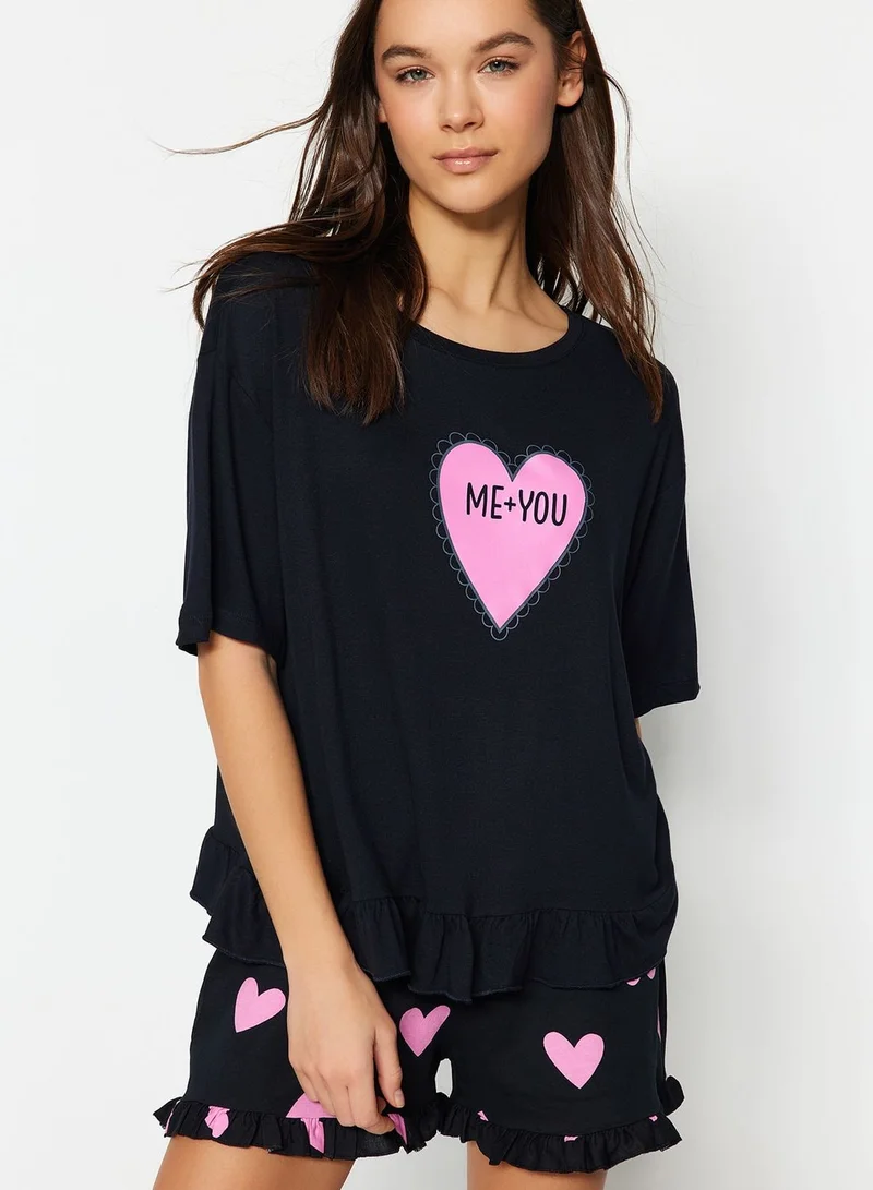 trendyol Graphic T-Shirt & Pyjama Shorts Set