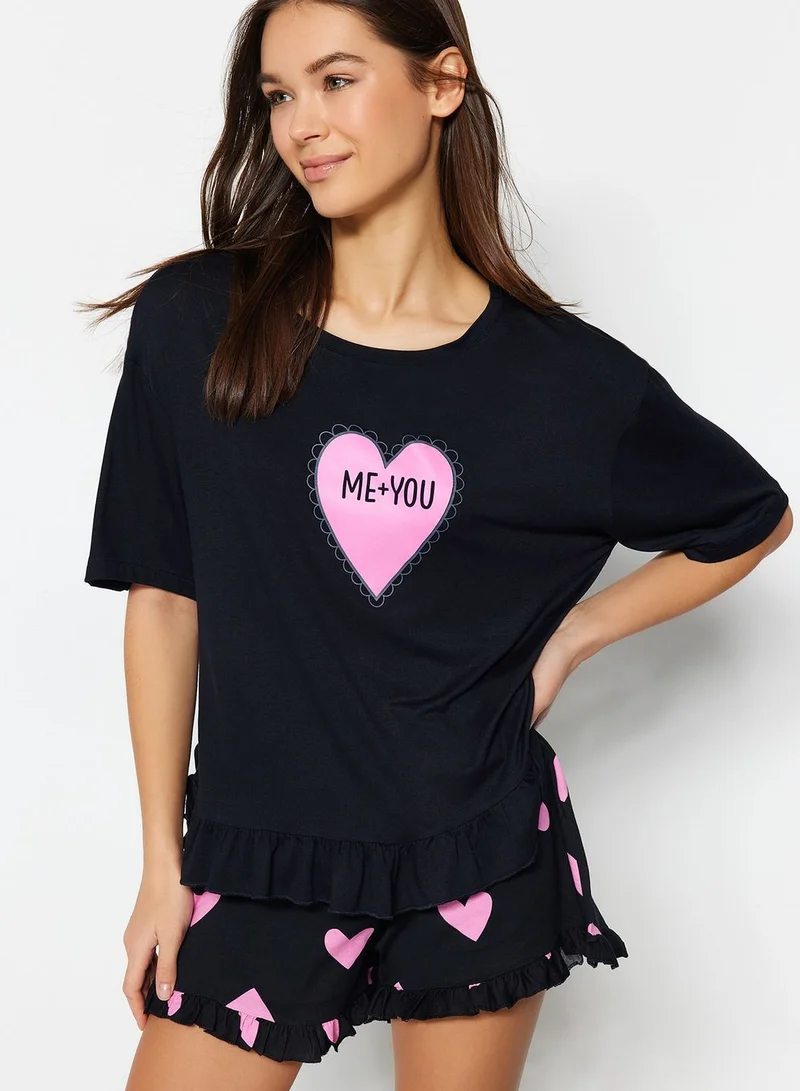 trendyol Graphic T-Shirt & Pyjama Shorts Set
