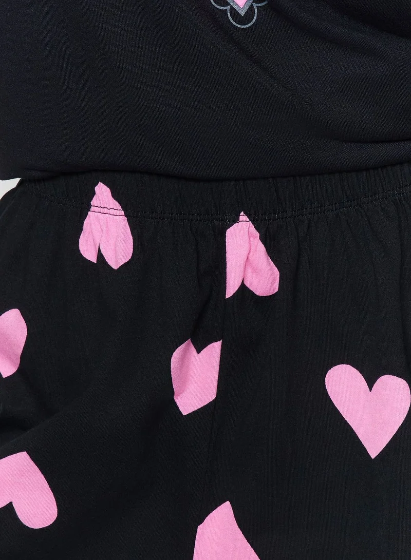 trendyol Graphic T-Shirt & Pyjama Shorts Set