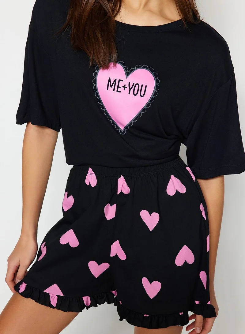 trendyol Graphic T-Shirt & Pyjama Shorts Set