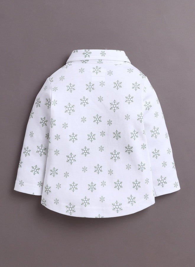 BUMZEE طقم ملابس رسمية للأولاد من القطن بأكمام طويلة من بامزي، أخضر وأبيض - من 6 إلى 12 شهرًا (Peb10808C-grn) - Image 3