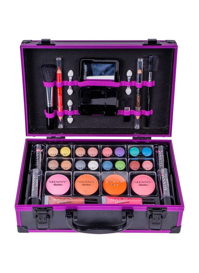 Shany Carry All Makeup Train Case With Pro Makeup Set Makeup Brushes Lipsticks Eye Shadows Blushes Powders And More Reusable Makeup Storage Organizer Premium Gift Packaging Purple  - Image 5