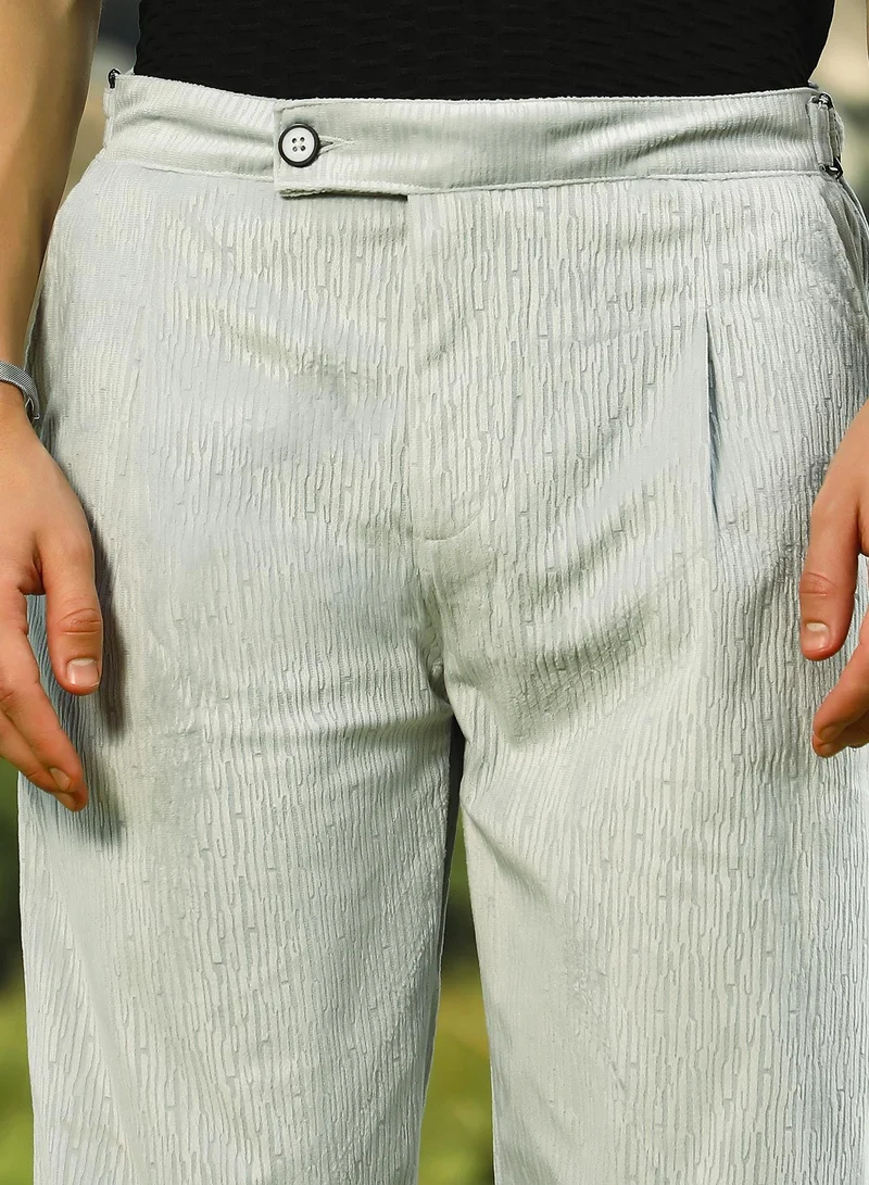CAHOOT  Men's Cloud Grey Veined Tailored Trousers for Men | Best Price UAE