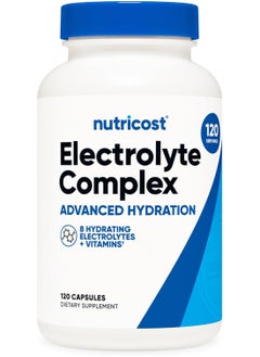 Nutricost مجمع الإلكتروليت 120 كبسولة - 8 إلكتروليتات مرطبة وفيتامينات، خالية من الجلوتين، غير معدلة وراثيًا، نباتية  - Image 1