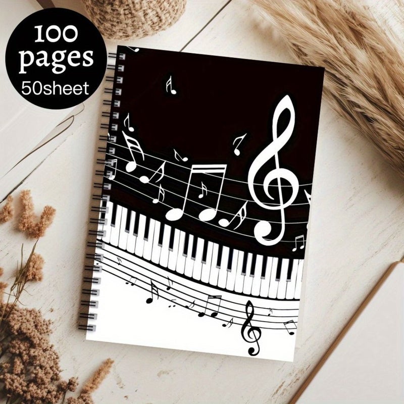 A5 Piano Sheet Music Notebook with Treble Bass Clef and Piano Keys - Image 4
