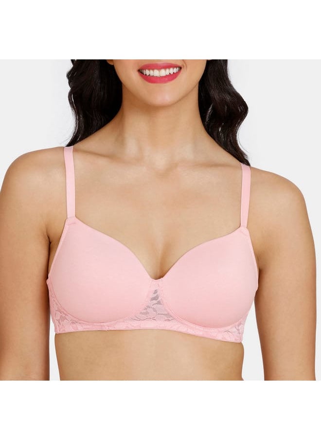 zivame Zivame Lace Detail Padded Balconette Bra with Hook and Eye Closure  - Image 4