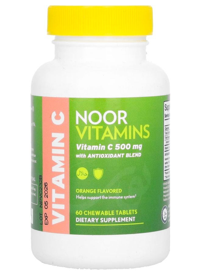 Noor Vitamins Vitamin C with Antioxidant Blend Orange  500 mg  60 Chewable Tablets