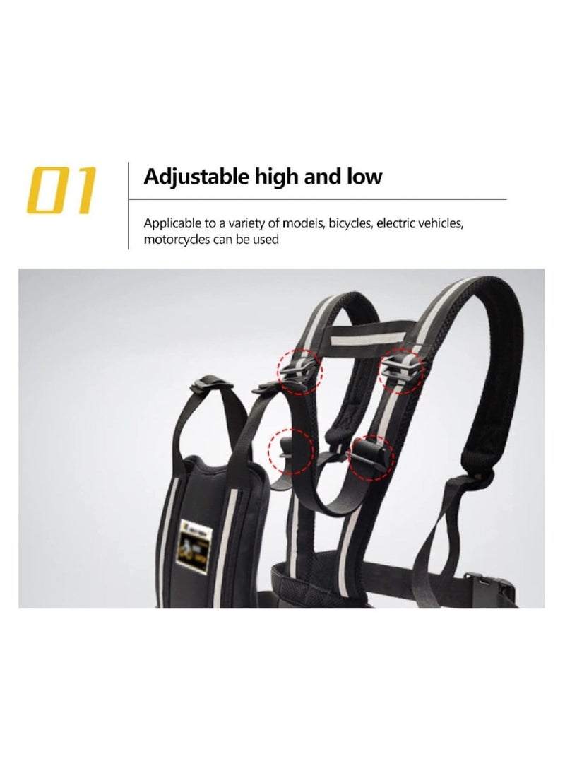 Zikra Child Safety Harness for Motorcycle, Motorcycle Harness Adjustable, Kid Motorcycle Safety Belt, with Reflective Strap Safety Seat Belt for Kids Age 2-12 Years, Breathable, Prevent Falling, Black - Image 4