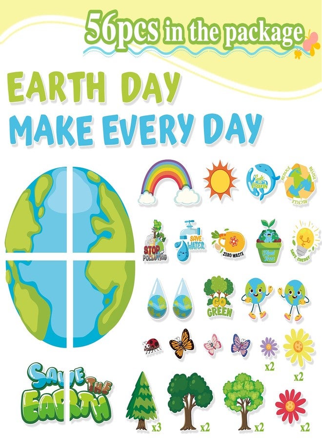 Konsait Earth Day Bulletin Board Decorations, Make Every Day Earth Day Bulletin Board Set, Planet Earth Trees Flowers Earth Day Cutouts for Classroom Office Home - Image 2