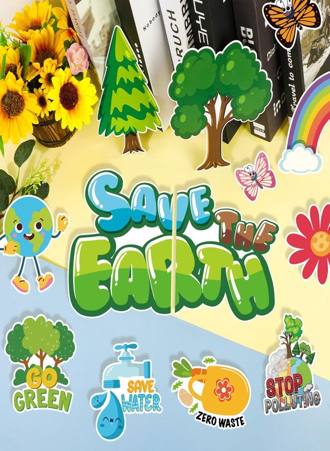 Konsait Earth Day Bulletin Board Decorations, Make Every Day Earth Day Bulletin Board Set, Planet Earth Trees Flowers Earth Day Cutouts for Classroom Office Home - Image 4
