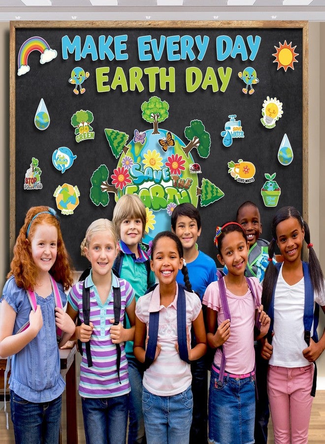 Konsait Earth Day Bulletin Board Decorations, Make Every Day Earth Day Bulletin Board Set, Planet Earth Trees Flowers Earth Day Cutouts for Classroom Office Home - Image 3