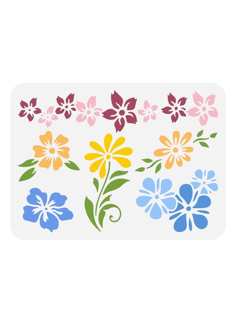 FINGERINSPIRE FINGERINSPIRE Flower Border Painting Stencil 8.3x11.7inch Floral Corner Painting Template Reusable Border Corner Stencil Plant Theme Craft Stencil for Painting on Wall Wood DIY Home Decoration 
