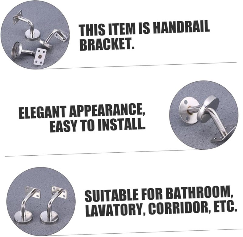 304 Stainless Steel Wall Brackets Handrail Holder Rustproof for Stairs Bathroom Corridor - Image 3