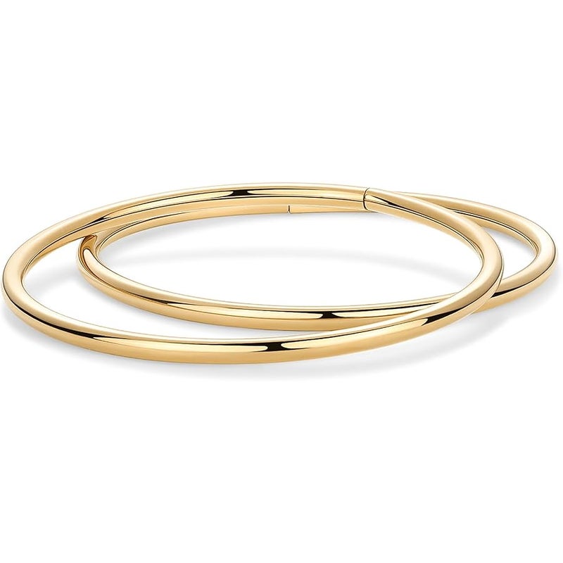PAVOI 14K Gold Plated Bangle Bracelet for Women | Classic Lightweight Stacking Stainless Steel Bracelet | Single & 2-Pack Bangles - Image 1