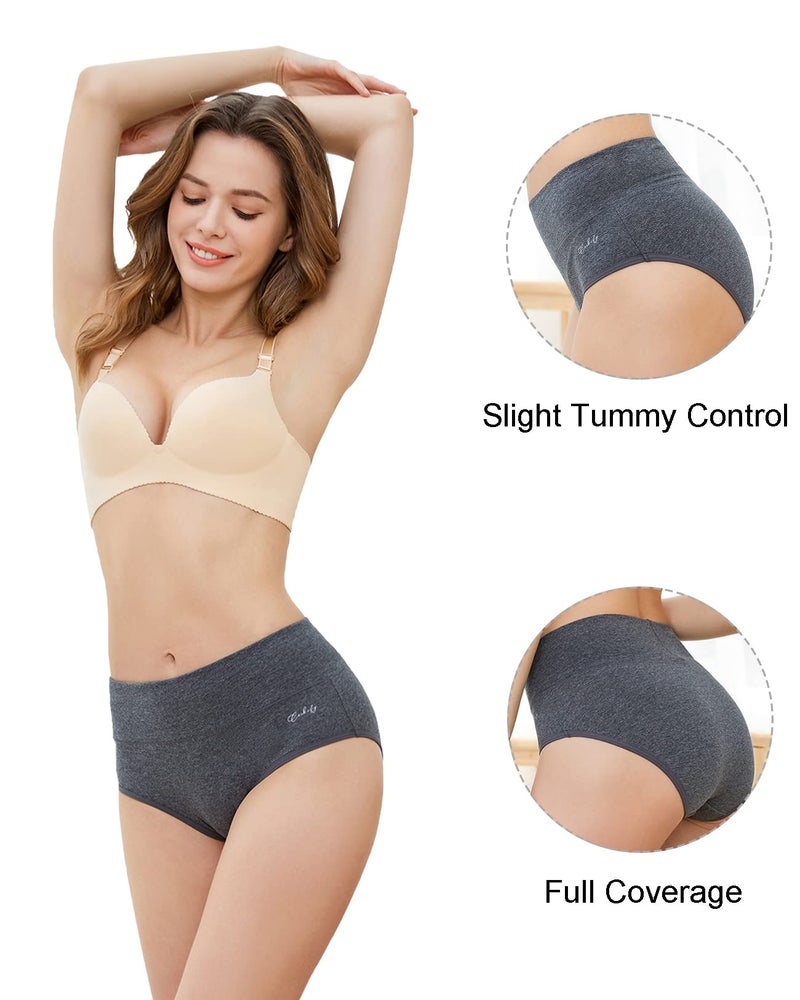 coskefy Women's High Waisted Cotton Underwear Soft Breathable Panties Stretch Briefs Seamless Ladies Panties 5 Pack - Image 5