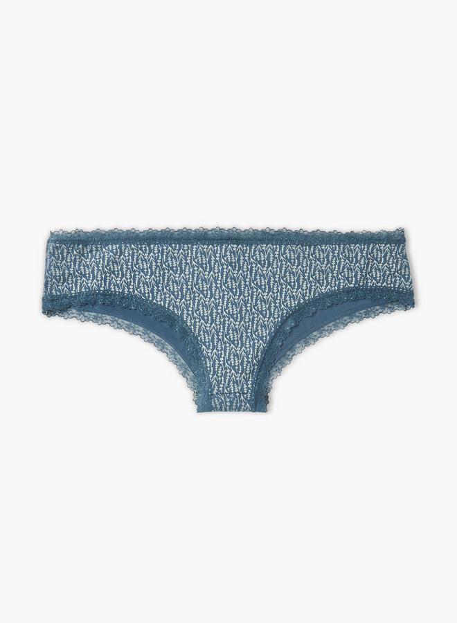 Splash FAV Printed Cheekster Bikini with Lace Detail and Elasticated Waistband - Image 1