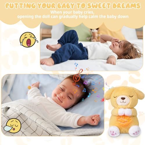 Prewplam Breathing Stuffed Animal Stuffed Dog Toy Soothing Sound Machine with Music Lights Breathing Motion for Kids Boys Girls - Image 3
