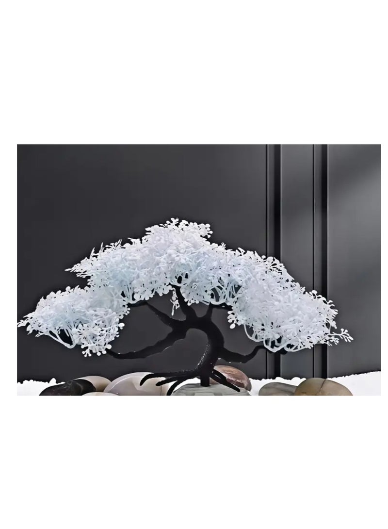 1 Pack Aquarium Artificial Pine Tree Ornament - Realistic Plastic Aquascaping Decor Size 30cm White Blue