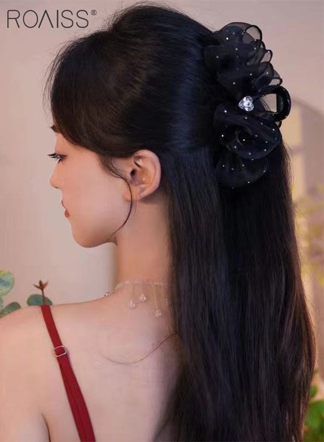 رويس 3 قطع من اللؤلؤ اللامع، مشبك شعر على شكل قلب، مشبك شعر سحابي مزدوج الوجهين كبير الحجم للنساء، فيونكات متعددة الطبقات، إكسسوارات شعر أنيقة بتصميم ريترو، مناسب للارتداء اليومي والتصوير الفوتوغرافي - Image 3