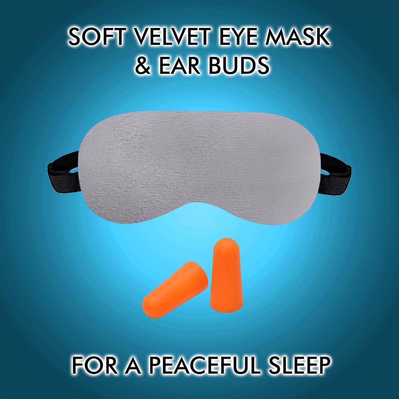 GREELI Premium Memory Foam Neck Pillow for Travel Compact Portable Airplane Travel Pillow Combo with Soft Eye Mask and Carry Bag Grey - Image 5