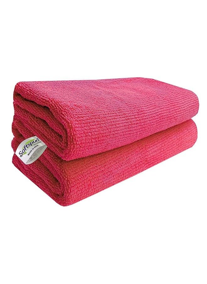 SOFTSPUN - Microfiber Ultra Fast Drying Hand & Face Towel Cloth 40X40 Cms 2 Pieces (Red) - Image 1