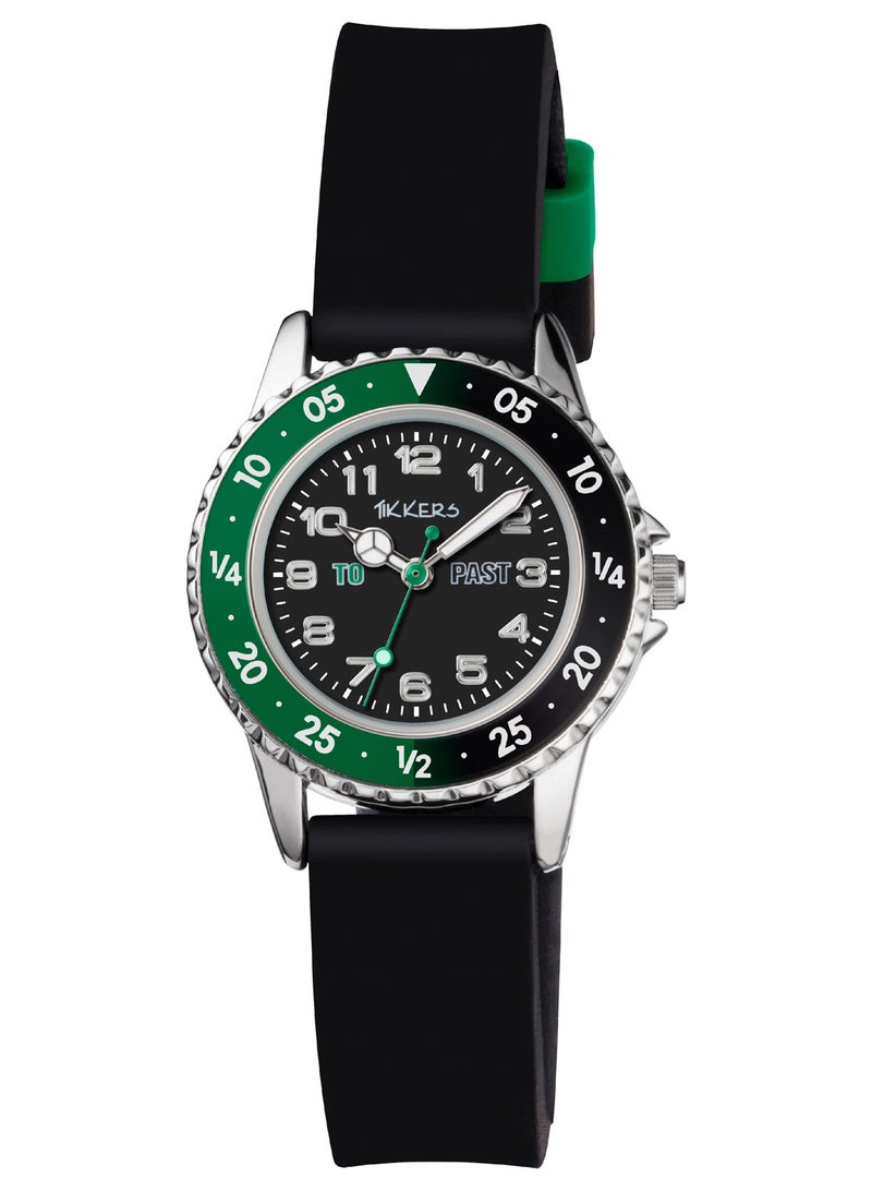 تيكرز ساعة تايكرز للأولاد بحزام من السيليكون الأسود لمعلم الوقت - Image 1