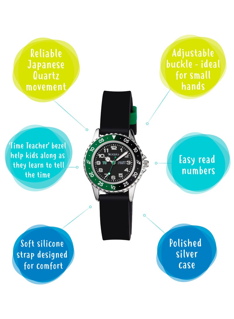 تيكرز ساعة تايكرز للأولاد بحزام من السيليكون الأسود لمعلم الوقت - Image 5
