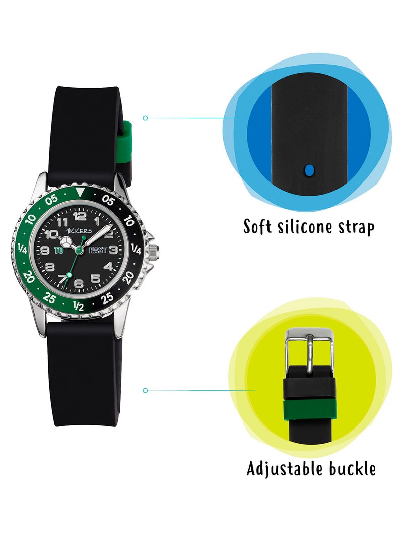 تيكرز ساعة تايكرز للأولاد بحزام من السيليكون الأسود لمعلم الوقت - Image 3