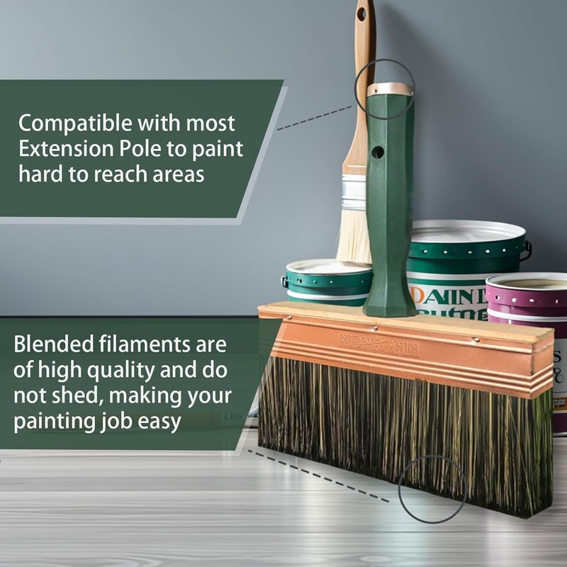 KingOrigin Deck Stain Brush, 9 Inch Deck Paint Brush with Threaded Handle for Extension Pole, Wide Large Brushes for Staining Wood, Fence, Walls, Lime Wash Paint Brush - Image 4