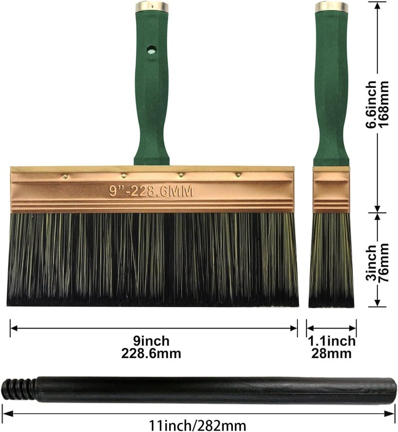 KingOrigin Deck Stain Brush, 9 Inch Deck Paint Brush with Threaded Handle for Extension Pole, Wide Large Brushes for Staining Wood, Fence, Walls, Lime Wash Paint Brush - Image 2