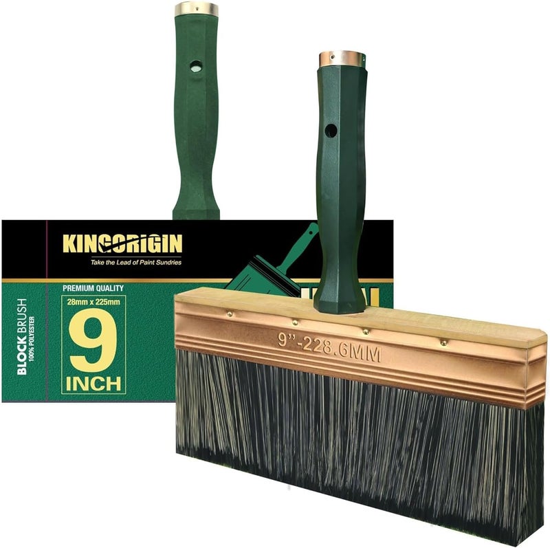 KingOrigin Deck Stain Brush, 9 Inch Deck Paint Brush with Threaded Handle for Extension Pole, Wide Large Brushes for Staining Wood, Fence, Walls, Lime Wash Paint Brush - Image 1