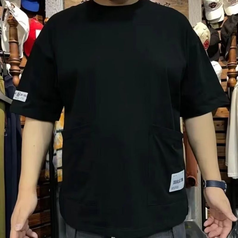 Summer Multi-pocket T-shirt Mens Workwear Short-sleeved Loose Wear-resistant All-match Casual Top Fashionable All-match T-shirt Half-sleeve 999 m40 black